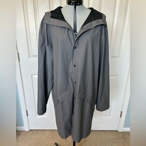 RAINS Raincoat, Gray, Button-Up, Excellent Condition, Size S/M